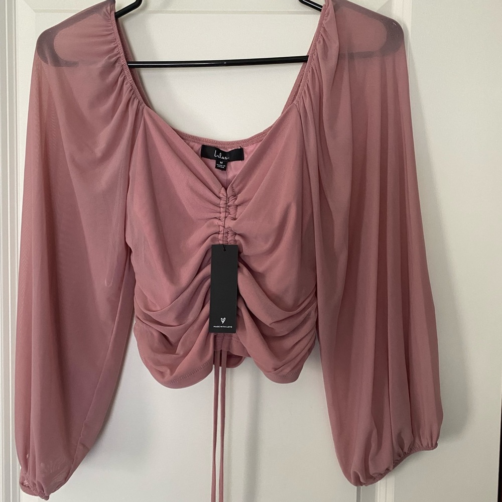 Lulu's Mauve Ruched Blouse